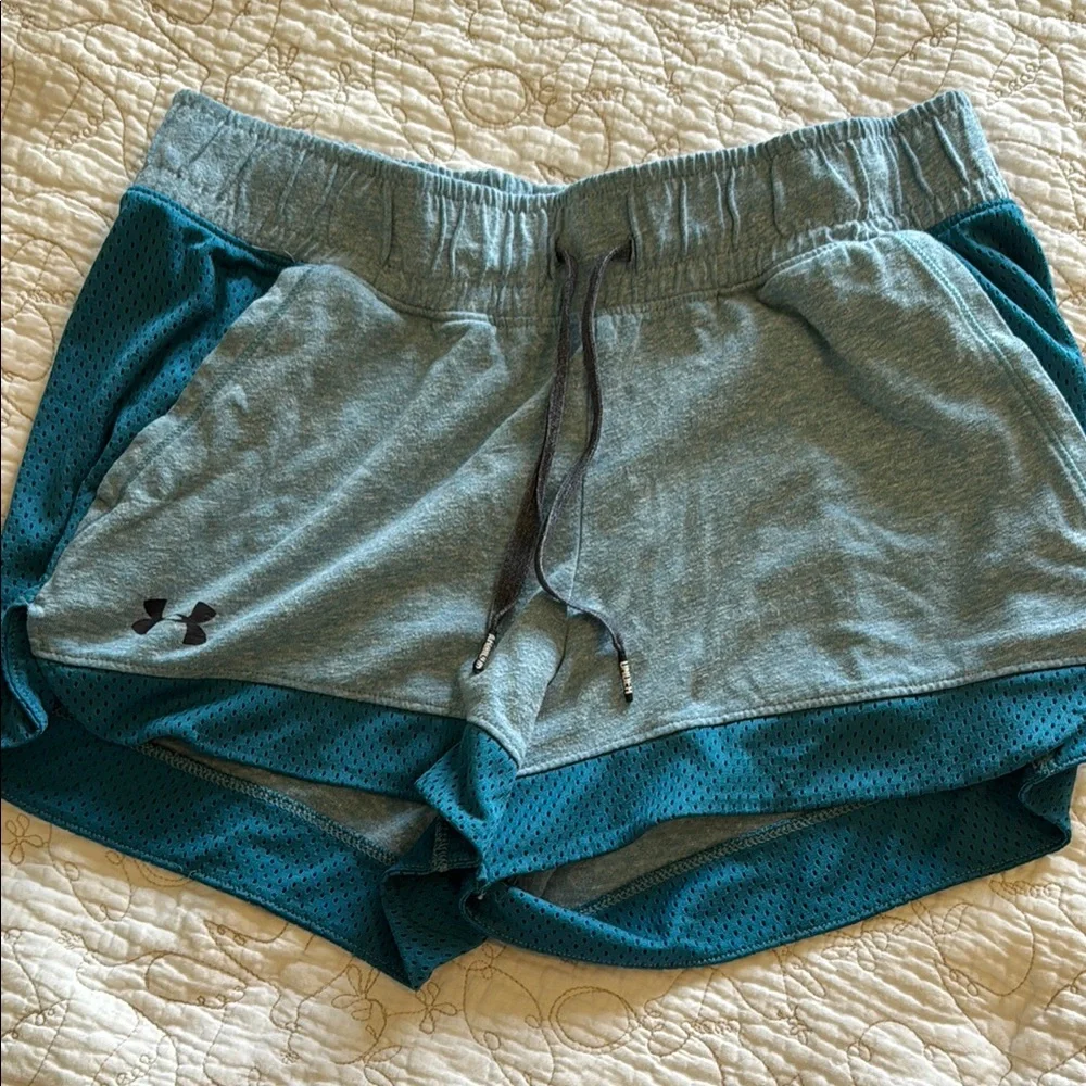 Under Armour Gray and Teal Athletic Shorts - Picture 2 of 4